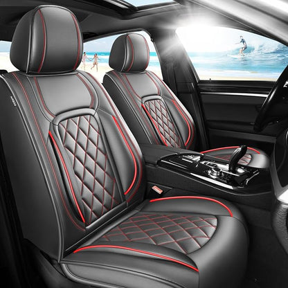 Fit RAV4 Premium Leather Car Seat Covers for Toyota RAV4 2007-2025 2026 - Waterproof，Breathable，All-Weather Seat Cushion Protecto & Airbag Compatible, Full Set Red Line Black by Unknown