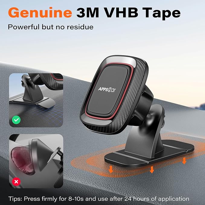APPS2Car 2-Pack Magnetic Phone Holder for Car, Dashboard Magnet Car Mount | Strong Magnetic Dashboard Mount with Adhesive Base; Requires Included Metal Plates and Fits Most Phones. Not for MagSafe. - Image 2