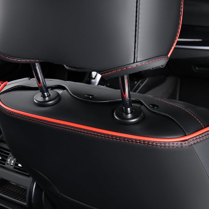 Leather Seat Covers, Seat Covers Full Set, Car Seat Protectors 5 Seats, Automotive Seat Covers Fit for Most Cars Trucks SUV-Black&Red Line - Image 7