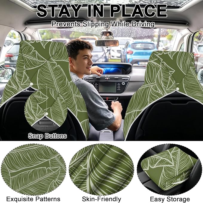 2 Pack Car Towels Seat Cover with Storage Bag, Multifunctional Microfiber Towel for Gym Outdoor Sport Running,Picnic, Beach, Pet Dog Travel,Fits Car SUV Truck (Tropic Leaves) - Image 4