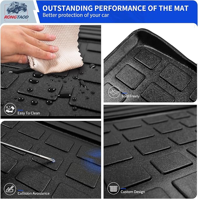 Rongtaod Cargo Mat + 2nd & 3rd Row Backrest Mats for 2021-2026 Kia Sorento | 6&7 Seats Trunk Mat Cargo Liner TPE All Weather Back Seat Cover Kick Mat 2024 Sorento Accessories - Image 5