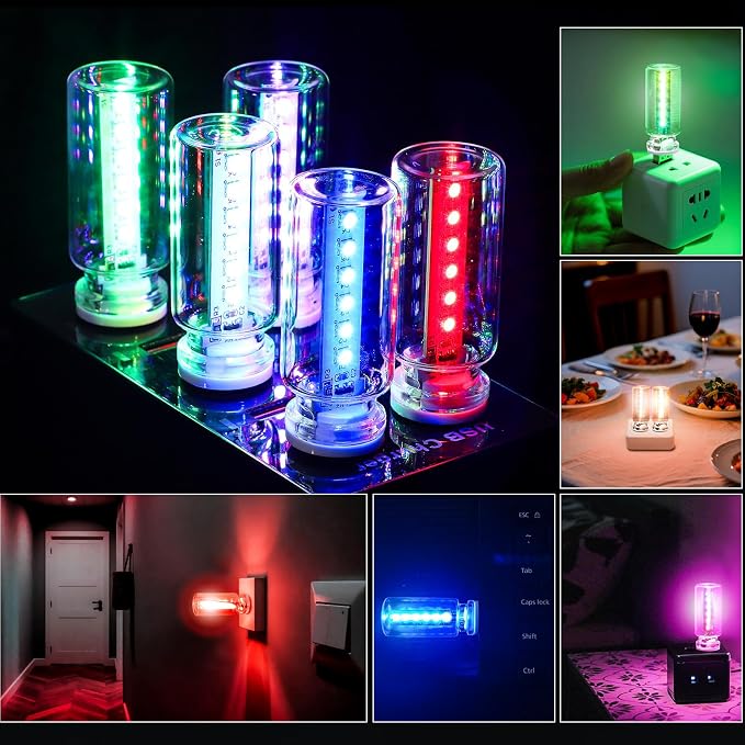 2PCS 13 in 1 USB Car Light, Ambient Lighting for Auto Bedroom Decoration | Plug in USB Interior Car Lights, Touch Control Mini Glass Bottle Night Lamp with 13 Modes & 7 Colors, Mini LED Night Light - Image 6