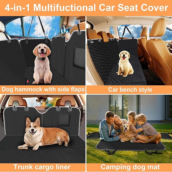 Mancro Dog Car Seat Cover for Back Seat, Waterproof Dog Hammock for Car | 600D Heavy Duty, Scratch-Resistant Back Seat Pet Cover for Dogs with PVE Nonslip Underside, Fits for Sedan, Trucks and SUVs - Image 4