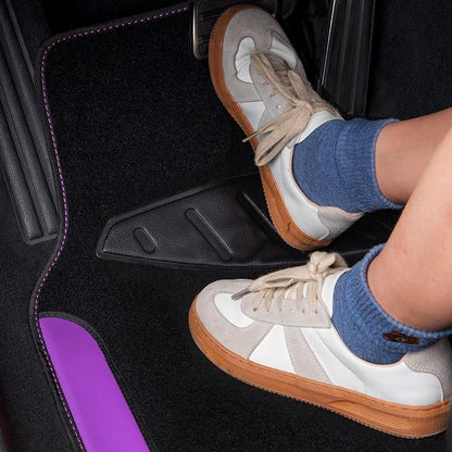 CAR PASS Waterproof Universal Fit Car Floor Mats, Faux Leather Car Carpet Mats with Anti-Slip Nibbs Backing & Driver Heel Pad Fit for SUV,Vans,sedans, Trucks,Set of 4pcs for Women (Black with Purple) - Image 4