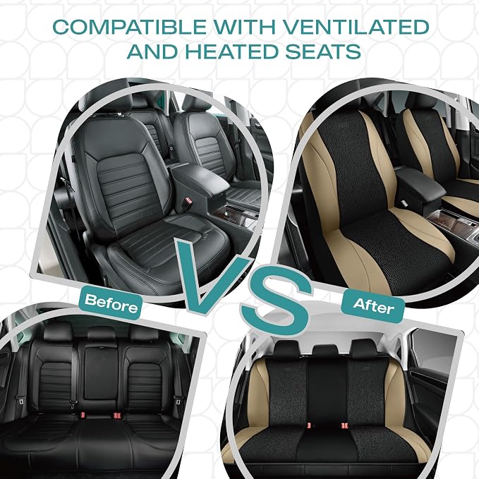 Skechers Car Seat Covers,Leather Seat Covers with GOGA Mat Technology,Waterproof Car Seat Covers Full Sets,Airbag Compatible,Comfort Universal Fit for Most Cars,Vans,Trucks,SUVs,Beige - Image 7
