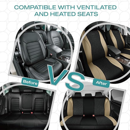 Skechers Car Seat Covers,Leather Seat Covers with GOGA Mat Technology,Waterproof Car Seat Covers Full Sets,Airbag Compatible,Comfort Universal Fit for Most Cars,Vans,Trucks,SUVs,Beige - Image 7