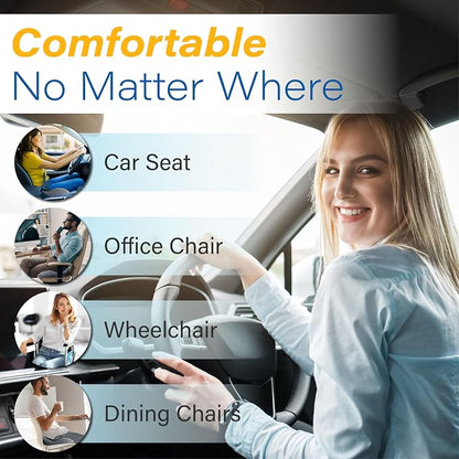 Allaboutsla Car Seat Cushion for Driving, Car Seat Pillow for Short Drivers | Ergonomic Memory Foam Seat Cushion for Pain Relief, Adult Booster Seat for Car, Butt Cushion for Car, Truck, Office, B&G - Image 9