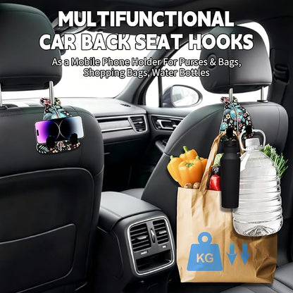 XIANGYUAN 2PCS PU Leather Car Seat Back Storage Headrest Hook,Purse Holder Bags Hanger,Women Car Accessories Organization(Green sea Turtle) - Image 5