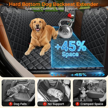 URPOWER Hard Bottom Dog Car Seat Cover, Back Seat Extender with Blanket | 400 lbs Support, 45% More Space, Waterproof, Mesh Window, Scratch Resistant, Non-Slip, Easy Care, Dog Seat Belt Included - Image 2