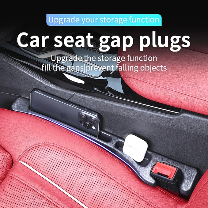 2 Pack Car Seat Gap Filler Stopper/Catcher, No-Drop Guard Insert Blocker | between Seat and Console Black Auto Crevice Strip Pad plug Seat Gap Guard Spacer A02 - Image 2