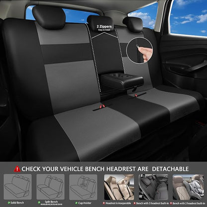 CAR PASS Leather Seat Covers Full Set Universal Water Resistant 3D Foam Back Support, Luxury Comfort Automotive 5 Seat Covers All Season Fit for SUV,Sedan,Van, Airbag Compatible Elegance(Gray Black) - Image 5