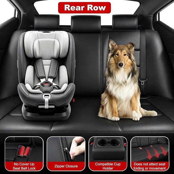 TTX LIGHTING Custom Fit Seat Covers for Mazda CX-5 2013-2016 | Faux Leather Covers with Factory-Inspired Design Waterproof Full Set for 5 Seats Full All-Weather Coverage Protection - Image 6