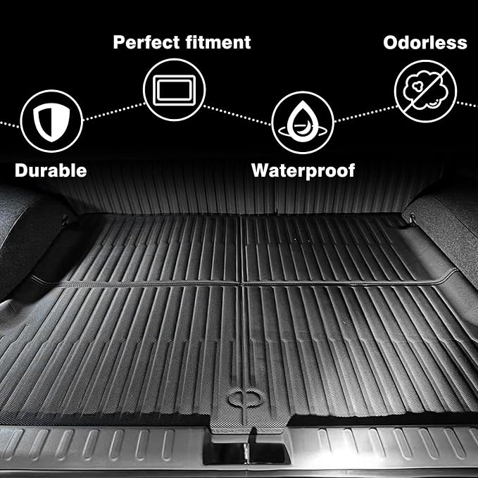 BestEvMod for Ioniq5 Cargo Liner All Weather Trunk & Second Row Seats Back Cover XPE Material Cargo Mat Compatible with 2022-2024 Hyundai Ioniq 5 Accessories (Trunk Mat+Seats Back Cover) NOT Fit 2025 - Image 4