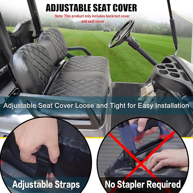 NOKINS Golf Cart Diamond Front Seat Covers for Yamaha Drive G29 & Drive 2 | Durable Vinyl Build；UV Resistant；All-Weather Protection - Image 2