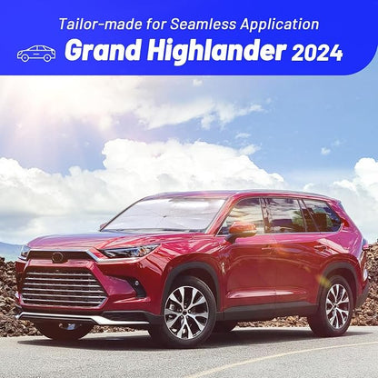 Windshield Sun Shade Umbrella for Toyota Grand Highlander 2024 Front Window | Foldable Sunshade with 360° Rotating Shaft, Custom Fit Car Shades for Grand Highlander Accessories - Image 3