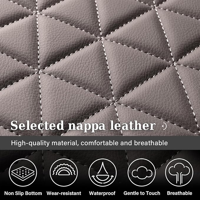 Coverado Dodge Ram Seat Covers Full Set, Waterproof Ram 1500 Seat Cover Compatible with 2002-2026 Dodge RAM 1500 2500 3500 Crew Quad Cab with Curved Bench, Coffee - Image 6