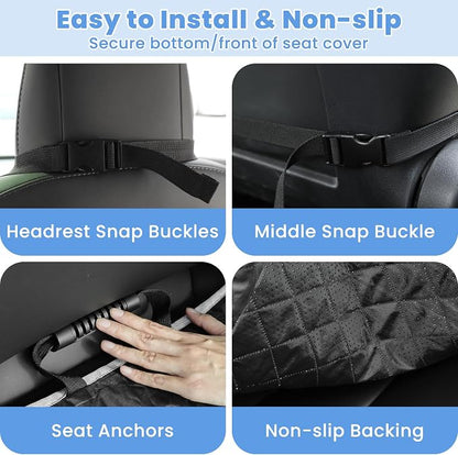 ELONGRIVER Dog Car Seat Covers, Waterproof Front Seat Cover | Scratch-Proof, Nonslip Pet Passenger Seat Cover Protector, Universal Fit for Cars Trucks SUVs, Standard Size 1 Pack, Grey - Image 4