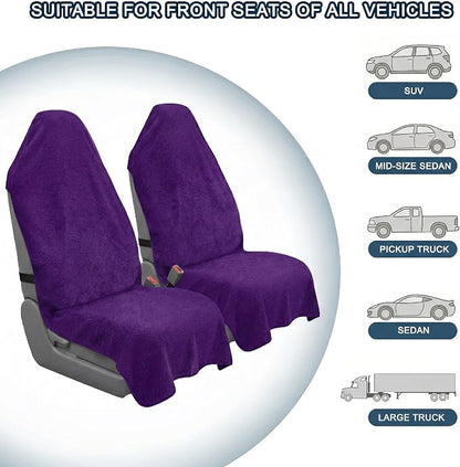 Car Seat Towel Cover, Universal Front Seat Protector for Cars, SUVs and Trucks, Sweat Towel Car Seat Cover for Gym, Yoga, Swimming, Pets and Family Travel, Profound Purple, 2 Pack - Image 5