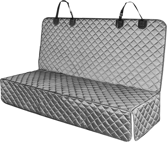 Waterproof Scratchproof Pet Bench Seat Covers for Cars, SUVs | Nonslip Durable Back Seat Cover for Dogs, 600D Oxford Fabric, Side Flaps, Full Bench, Easy Install, Machine Washable by PETICON