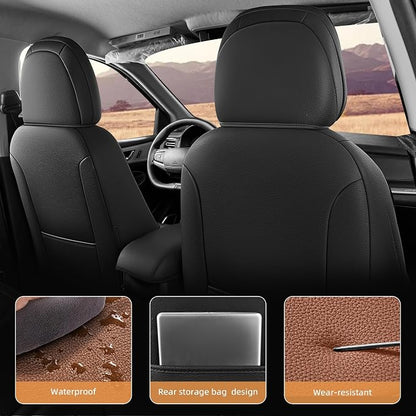 Red Rain Leather Seat Covers Custom Fit Ford Maverick Seat Cover 2022-2026 | Luxury Brown Leather Seat Cover Full Set Waterproof Full Coverage Car Interior Accessories (Maverick-Brown) - Image 2