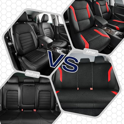 Skechers Memory Foam Car Seat Covers, Air Cool Mesh Thick Seat Covers, Car Seat Full Sets, Airbag Compatible, Automotive Comfort Protection for Most Cars,Vans,Trucks, SUVs,Red - Image 7