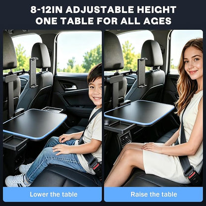Large Car Tray Table for Back Seat with Adjustable Height | Foldable Car Desk for Laptop , Hidden Cup Holder & Phone Holder, Heavy Duty Travel Food Tray for Eating Working Road Trips - Image 3