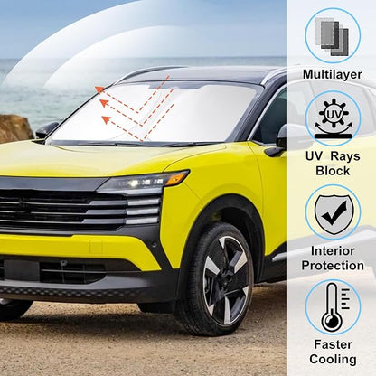 Windshield Sun Shade for 2025 2026 Nissan Kicks Accessories | Full covered, Foldable & Durable, Block UV Rays, Reduce Heat, Easy to install, Keep Car Cooler - Image 2