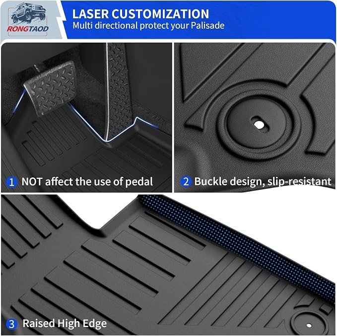 Rongtaod Floor Mats Set 5pcs for 2026 Hyundai Palisade Gas 7 Seats | Cargo Mat Trunk Mat Cargo Liner TPE All Weather Back Seat Protector Palisade Accessories - Image 3