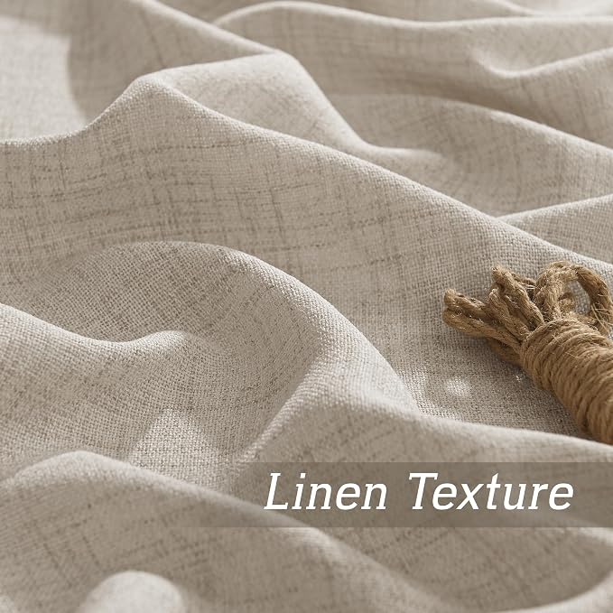 RYB HOME Linen Semi Sheer Curtains 72 inches Long for Living Room | Light Filtering, Half Privacy, Window Curtains & Drapes for Bedroom, Natural, W52 x L72, 2 Panels - Image 5