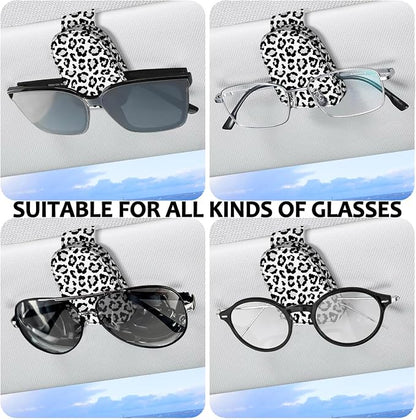 2 Pack Sunglass Holder for Car Visor, Universal Magnetic Car Sunglass Holder for Different Size Eyeglasses, Car Visor Accessories (Leopard-White) - Image 5