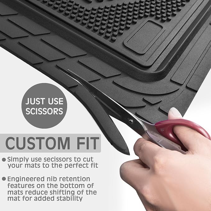 CAR PASS Heavy Duty Rubber Floor Mats 4-Piece Bling Car Mats Full Set - Universal Waterproof Floor Mats for SUV Truck, Durable All Weather Car Mats, Automotive Mats for Women Glitter Silver - Image 6