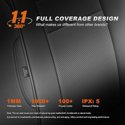 Custom Fit Seat Covers for Honda CRV 2015 2016 | Full Set Faux Leather Full Coverage Waterproof Airbag Compatible CR-V Seat Protector (5 Seats,Gray) - Image 8