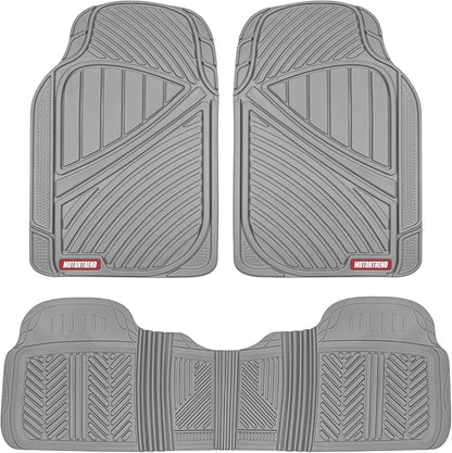 Motor Trend FlexTough Performance All Weather Rubber Car Floor Mats - 3 Piece Floor Mats Automotive Liners for Cars Truck SUV, Heavy-Duty Waterproof (Gray) by MotorTrend