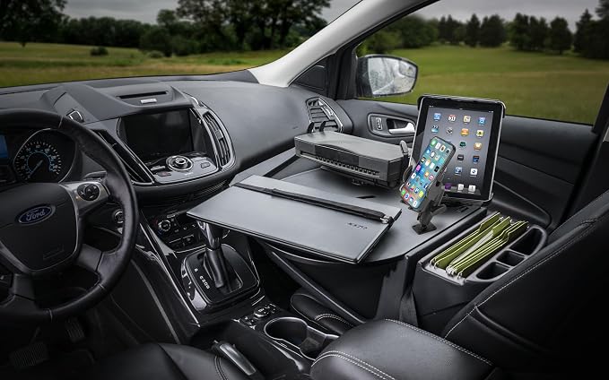 AutoExec AE-RMCD-PM-TAB-PS-BT Roadmaster Car Desk for Your Vehicle Workstation and Mobile Office, Black with Phone Mount, Tablet Mount and Printer Stand | Phone Mount, Tablet Mount, Printer Stand, Vehicle Workstation and Mobile Office - Image 2