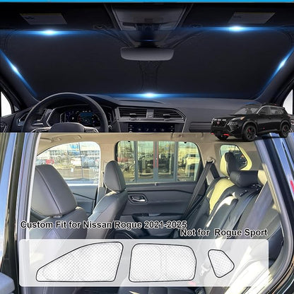 KMF Thicken Sun Shades for Nissan Rogue(Not Sport) 2021-2025 Accessories, Full Car Window Covers Sunshade for Windshield Side Rear, UV Block and Blackout Protect Privacy for Car Camping Outdoor 8pcs - Image 5