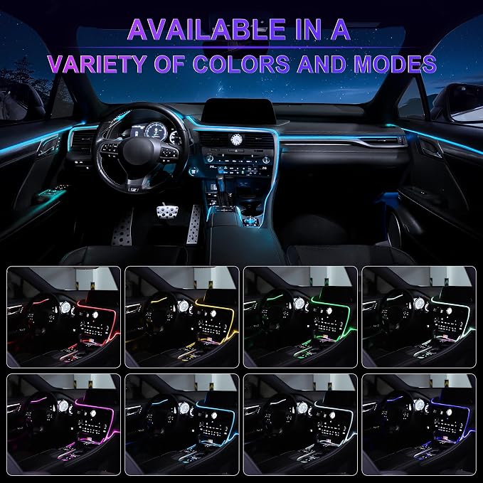 LivTee Smart Car LED Interior Lights with USB Port, LED Strip Fiber Optic Lights, Wireless App and Remote Control, Sync to Music, Car Accessories Gifts for Women and Men, 6 in 1 - Image 6