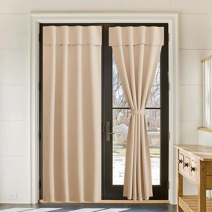 NICETOWN Biscotti Beige Sidelight Door Curtains 72 Inches Long for Kitchen | Farmhouse Self Stick Window Blinds Light Block Insulating Curtains for Baby Nursery, W36 x L72, 1 Piece by NICETOWN