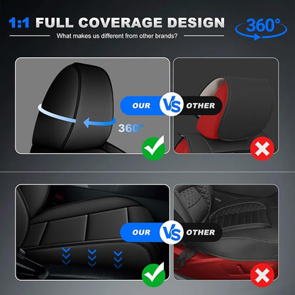 AOMSAZTO Custom Fit Seat Covers for Toyota RAV4 2019-2025 Hybrid Models | (Not for XSE&2022-2025 SE Hybrid and Prime )-Airbag Compatible Waterproof Full Set Faux Leather Black - Image 5