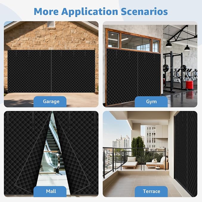 Garage Door Screen for Winter, Garage Door Insulation Kit 2 Car, 16 x 7Ft Magnetic Thermal Insulated Garage Cover Curtain, Garage Privacy Screen Blackout, Weatherproof Soundproof - Image 7