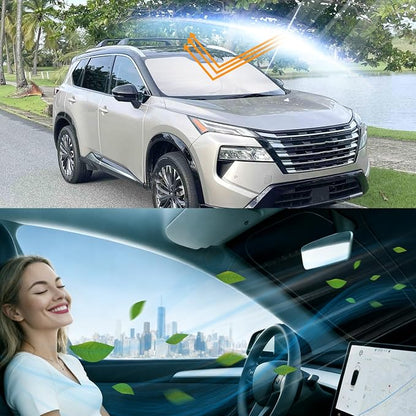 Windshield Sun Shade for 2021-2026 Rogue 3rd Gen | Foldable, Full covered for windshield, Block UV Rays, Heat Reduction, Easy to install, Keeps Car Cooler - Image 6