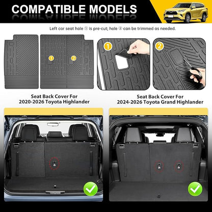 Backrest Mat for 2020-2026 Toyota Highlander/Grand Highlander 3rd Row Cargo Liner All Weather TPE Rear Seat Back Cover Protector for 2020+ Highlander/Grand Highlander 7 Seats Accessories - Image 7