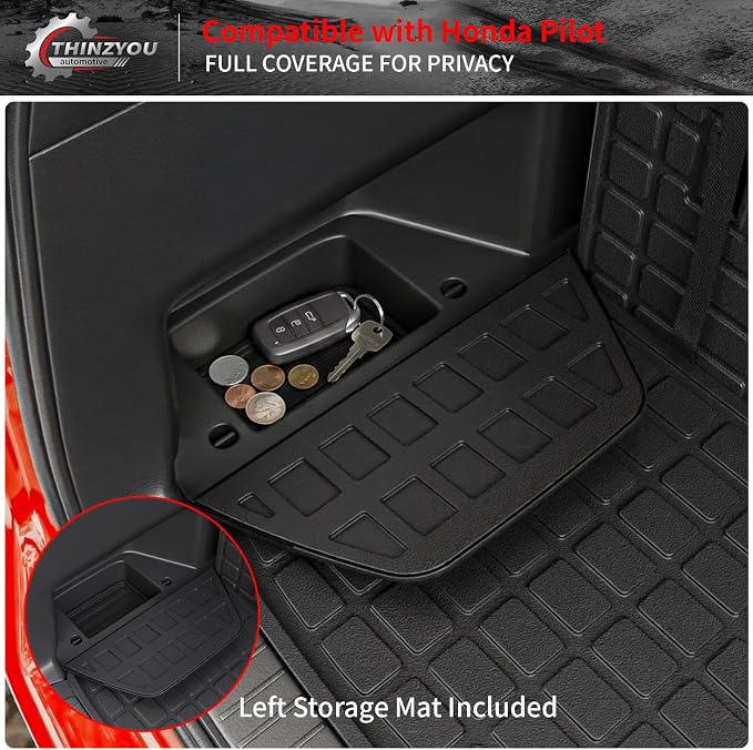 Trunk Mat with Backrest Mat for 2023-2026 Honda Pilot | Cargo Mat Cargo Liner Trunk Liner Back Seat Cover Protector TPE All Weather 2025 Pilot Accessories - Image 3