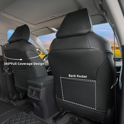 Lolcar Rav4 Seat Covers Custom Fit for Toyota Rav4 (for Hybrid) 2019-2025 LE,XLE,XLE Premium,Limited,Woodland Edition, Leather Truck Seat Cover Full Set for SUV,Faux Leather(Grid Black) - Image 4