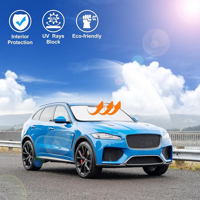 Windshield Sun Shade for 2016-2026 Jaguar F-Pace Accessories | Full covered for windshield, Foldable & Durable, Block UV Rays, Reduce Heat, Easy to install, Keep Car Cooler - Image 5
