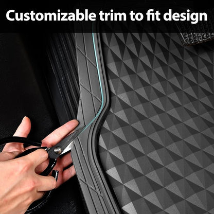 CAR PASS Heavy Duty Rubber Gray Car Floor Mats & Cargo Liners, Deep Dish All-Weather Trunk Mats Durable Anti-Slip 3D Rhombus Waterproof Trim to Fit Liner Universal Fit Auto,Sedan,SUV,Truck, Gray - Image 6