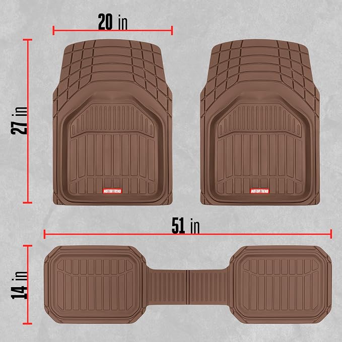 Motor Trend 943-BW FlexTough Defender Car Floor Mats -Next Generation Deep Dish Heavy Duty Contour Liners for Car SUV Truck & Van-All Weather Protection, Trim to Fit Most Vehicles (Brown) - Image 9