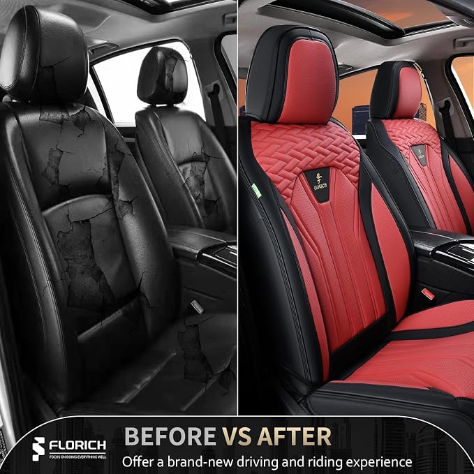 Seat Covers for Cars, Waterproof Automotive Seat Covers, Leather Car Seat Covers 2 Pack, Universal Front Seat Cushion Protector for Most Cars Trucks SUV-Black&Burgundy - Image 7