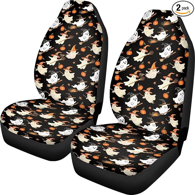 Halloween Ghost Cute Car Seat Covers Washable Seat Protector | Washable and Breathable Automotive Vehicle Seat Covers for Women Interior for Cars, Sedans, Trucks, SUVs by Brosoneto