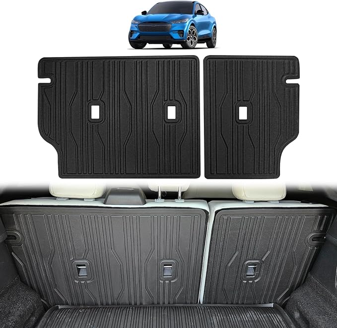 BestEvMod Vehicle Mat Cargo Liner Compatible with Mustang Mach E 2021-2026 Accessories Second Row Seats Back Protector Cover All Weather Pet Mat(Rear Seat Back Protector) 3 Openings by BestEvMod