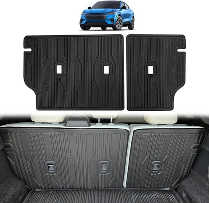 BestEvMod Vehicle Mat Cargo Liner Compatible with Mustang Mach E 2021-2026 Accessories Second Row Seats Back Protector Cover All Weather Pet Mat(Rear Seat Back Protector) 3 Openings by BestEvMod